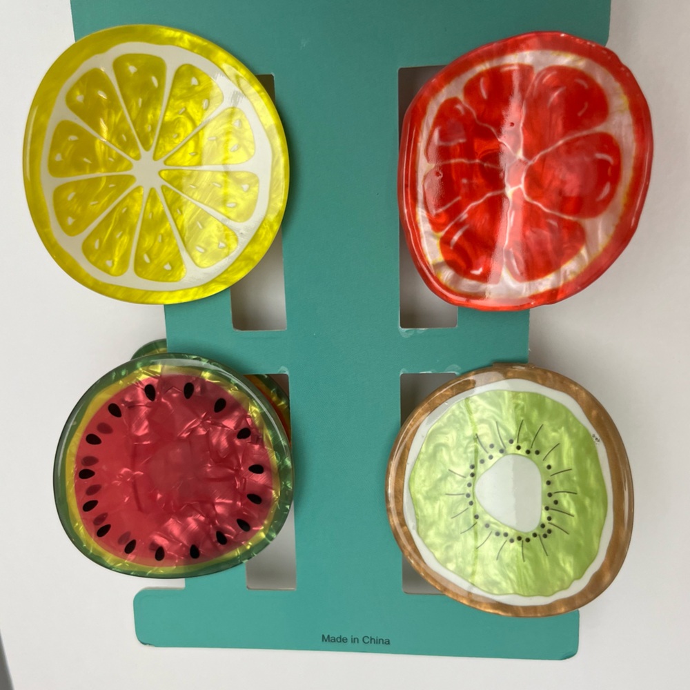 NWT 🍉🍋🥝🍊 Piper K Fruit Themed Hair Claw Clips Set of 4 - Picture 8 of 14